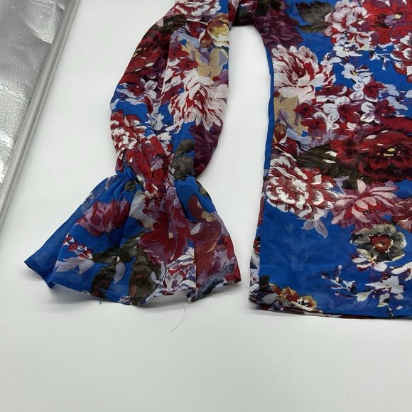 Elie Tahari Size Small Spring Blossom Print Sheer Chiffon Long Sleeve Blouse NWT - Picture 10 of 11